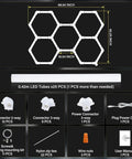 Hexagon LED Garage Light With Upgraded Wider Light Tube Mega Bright 24000 Lumens 5000K Daylight 200W Ceiling Shop Light components