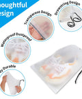 Waterproof Travel Drawstring Shoe Bags 5 Pack Clear Shoe Organizer For Shoes And Gear 15.7 By 11.8 Inches display features.