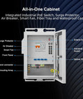 Rugged Indoor Outdoor Industrial Ethernet Enclosure With 8 Port PoE Gigabit Switch And 2 Port 1000BASE SFP open cabinet view
