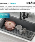 Stainless Steel Bottom Grid For 33 Inch Turino Drop In Undermount Fireclay Kitchen Sink Fits KFDW1-33MGR with cookware