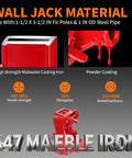 Red heavy-duty wall jack; malleable cast iron, powder-coated, 1000-lb lifting capacity