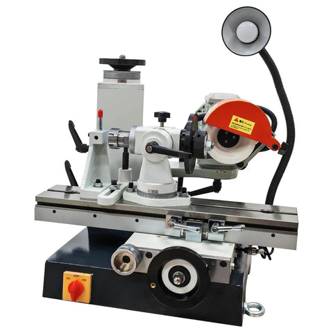 Shop Ready Drill Bit Sharpener And End Mill Grinder With Precision Linear Rail and Heavy Duty 550 Watt Motor with base and wheel.