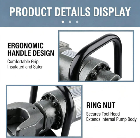 Ergonomic handle design of Handheld Hydraulic Steel Bar Bender And Rebar Straightener Combo Tool for 4Mm To 32Mm Deformed Rods.