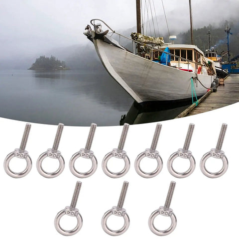 10 Pack M6x25 Eye Bolts Made From 304 Stainless Steel Beefy Heavy Duty Lifting Rings For Swing Sets Tie Downs Outdoor Gear Rustproof Silver Fasteners For Secure Hanging And Hoisting on docked boat