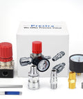 Air Compressor Pressure Regulator With Dial Gauge 0 To 175 PSI For Air Tools And Home Garage Use Four Way Valve Kit