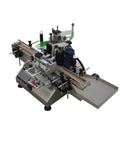 Slick Automatic Desktop Conveyor Bottle Labeler Workhorse High Speed Round Container Labeling Machine With Smooth Half Circle Application.