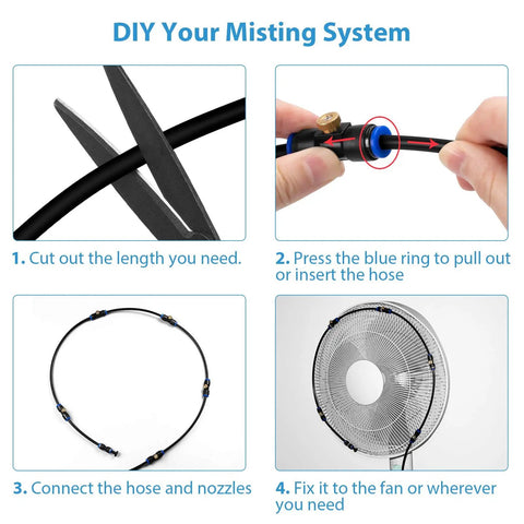 Outdoor Misting System For Patio Keeps It Cool With 40 Ft Misting Line Ten Nozzles And Three Quarter Inch Brass Adapter installation guide