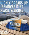 Medium Boat Deck Brush With Heavy Duty Marine Head, Eight Inch Bristles And Bumper, Three Quarter Inch Thread Handle on dock