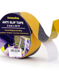 Heavy Duty Non Slip Traction Tape For Indoor Outdoor Stairs And Floors, Waterproof Yellow Caution Grip Tape, 2 Inch Wide By 35 Feet, Safe Anti Slip Tape For Steps And Treads displayed on packaging.