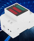 Top Shelf Digital Current And Voltage Meter Featuring Bright LED Displays For Industrial Control Systems side view showing display and compact design.