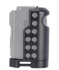 L-Shaped Grip For Sony ZV-1 II And ZV-1F Vlog Cameras With Black ARCA Extension Bracket showing side view with full button access