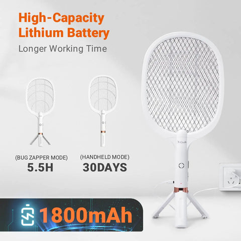 Beast Electric Fly Zapper Racket 4000 Volt Bug Killer With Rechargeable 1800mAh Battery on tripod stand and USB charging