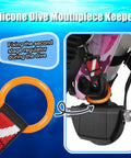 Scuba Octopus Mouthpiece Keeper Silicone Mouthpiece Holder with spring clip and webbing strap on 2nd stage regulator