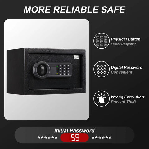 Compact Fireproof And Waterproof Boss Grade Safe Box With Keypad For Home Office And Hotel Use 0.4 Cu Ft Small Cabinet