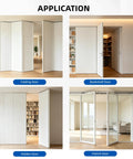 Application examples of 2 Pack 6 Inch Hidden Door Hinges Heavy Duty Matte Silver Zinc Alloy with folding, bookshelf, hidden, and French doors.