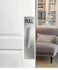 16 Inch Stainless Steel Door Handle Pull And Push Plate Kit With Screws Heavy Duty Gate Handle Bar For Home Office Warehouse Public Fits Wooden Or Composite Doors Brushed Silver on white pull door