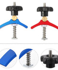 T Track Hold Down Clamp Set With T Slot Clips And T Screws Quick Act Carpentry Track Clamps For Woodworking And DIY Kit Two Pieces In Blue And Red