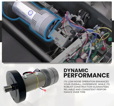 Built Tough Heavy Duty Treadmill DC Drive Motor With Flywheel, 2.80 HP Engine, No Hustle Replacement For NordicTrack And ProForm showing internal assembly.