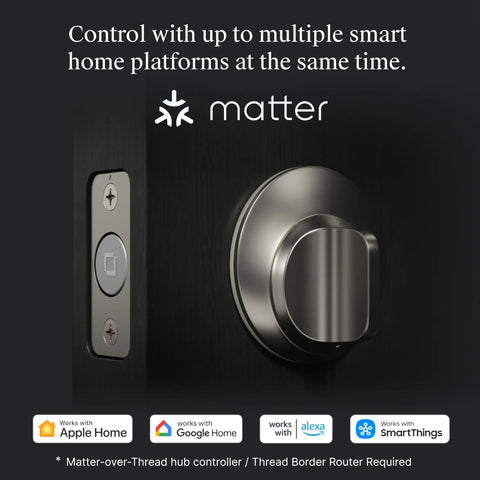 Side view of Smallest Smart Lock With Built-In Matter And Thread, Bluetooth, And Total Home Ecosystem Compatibility, Matte Black Finish