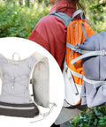 Go To Lightweight Hydration Running Backpack With Breathable Vest, shown in use, adjustable straps and reflective strips visible