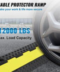 5 Pack Dual Channel Rubber Cable Protector Ramp Beefy For Indoor Outdoor Use Heavy Duty Hose And Wire Cover 12000 Lbs Per Axle Capacity Flip Open Top Driveway Traffic Speed Bump Includes 50 Ft Warning Tape with car wheel