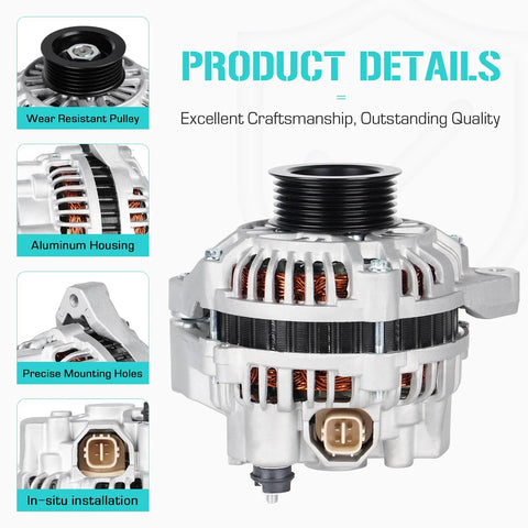 New Plug And Play Alternator Replacement For 2001-2005 1.7L Sedans Direct Fit No Fuss With 400-48035 showing product details