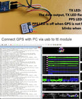 BN 180 GPS Glonass Module TTL NMEA 0183 1Hz 9600bps shown connected to PC via USB interface with LED indicators
