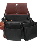 OxyLights 3 Pouch Tool Bag for Left Hand in Black with 10 Pockets and Tool Holders, Hammer Loop, USA Made Durable Nylon