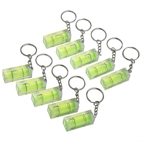 10 Pack for mini for spirit Levels Green and Blue for acrylic Glass Square in a compact keychain design.