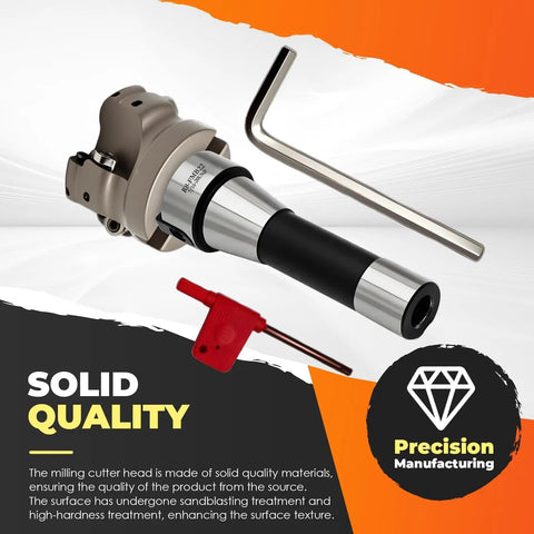 Face Mill Cutter Set With Hard Alloy Inserts R8 FMB22 Plus Accessories for Precision Milling, high-strength cutter head
