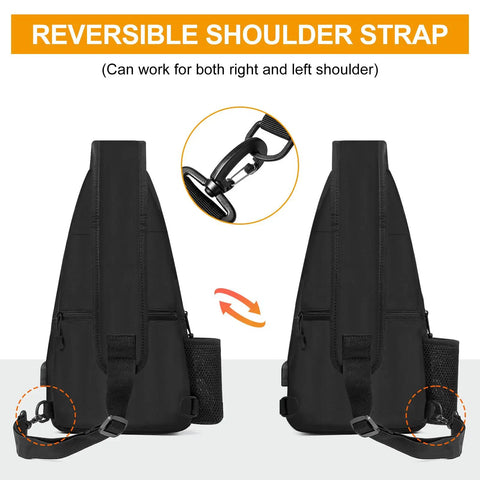 Reversible shoulder strap on Tactical Sling Bag Crossbody For Men And Women EDC Shoulder Pack With MOLLE, Lightweight 600D Nylon Chest Bag