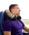 Man using Bear On The Branch Travel Neck Pillow U Shaped Portable Headrest For Airplane Car Office And Home With Comfy Memory Foam Fill