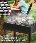 Person using Bristle Free Grill Brush For Outdoor Grills Safe BBQ Cleaner That Wont Shed Bristles 18 Inch Stainless Steel Grill Cleaning Tool Kit Essential Grill Accessories Gift For Men Dad on a metal barbecue grill.
