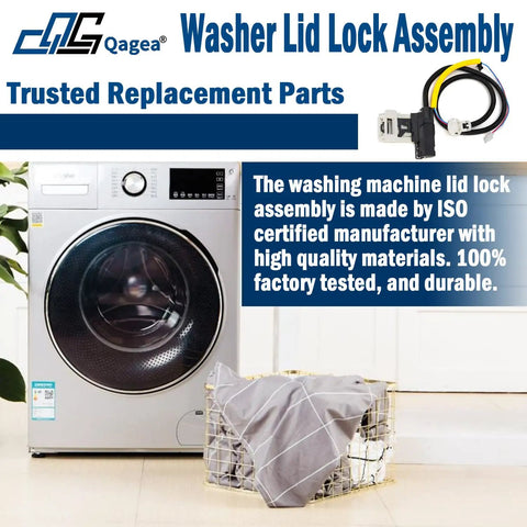 Lid Lock Assembly For Washing Machine 3 Wire Replacement Fits Whirlpool Maytag Amana Kenmore Door Latch next to washer