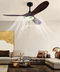 Ceiling Fan with Light, 48W Integrated Lighting, Silent Operation 35dB in a stylish living room setting.