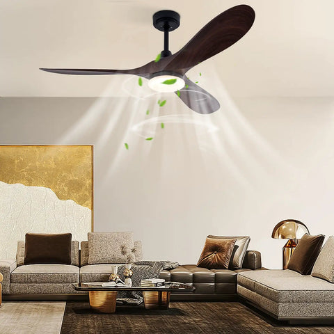 Ceiling Fan with Light, 48W Integrated Lighting, Silent Operation 35dB in a stylish living room setting.