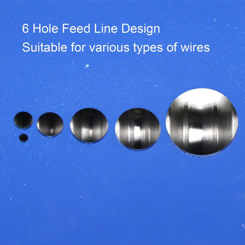 Top Notch ZAICOLER Wire Stripping Machine With 6 Hole V Type Groove Roller design showing six feed line holes for various wire sizes.