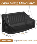 Waterproof Porch Swing Cover For Outdoor Patio Swings Garden Hammock Gliders And Hanging Benches Size 62 By 26 By 15 To 21 Inches Made From 420D Oxford Fabric With Sealed Seams