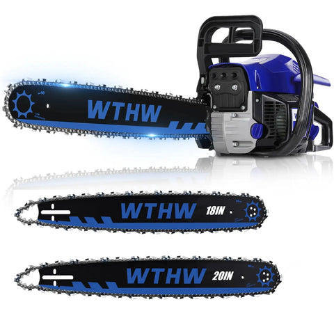 58cc Gas Powered Chainsaw With 20 Inch And 18 Inch Quick Switch Bars Large 550 Ml Fuel Tank And 260 Ml Oil Tank Automatic Chain Oiler