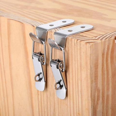 4 Pack 90 Degree Stainless Steel Toggle Latches With Spring Loaded Hasp Locks for Wooden Tool Boxes Cabinets Chests Includes 16 Screws