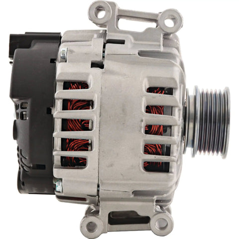 Top Shelf Heavy Duty 140 Amp 12 Volt Alternator For Audi TT Quattro Q3 2.0L 2011-2018 with clutch pulley side view.