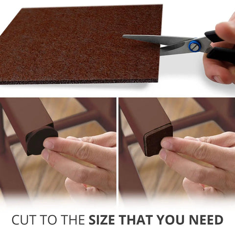 Heavy Duty Felt Furniture Pads 10 Pack 8 By 6 Inch One Fifth Inch Thick Brown Pro Grade Shield for Hardwood Floors being cut to size