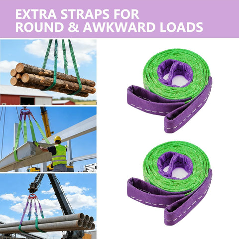 6.6 Ft Four Leg Bridle Web Sling Kit 6600 Lb Polyester Lifting Sling With Four Hooks And Two Extra Hook Free Straps in use