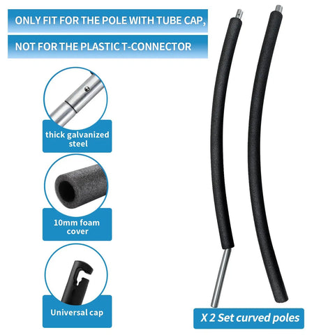 No Sweat Trampoline Enclosure Replacement Poles With Durable Foam Padding, set of two curved poles with foam covers.
