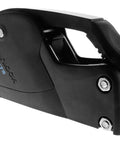 Spinlock XTS rope clutch, black alloy body, single unit, fits 8–14 mm rope, side view.