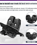 Heavy Duty Rear Liftgate Tailgate Lock Actuator Trunk Latch Motor Replacement For Chevy Tahoe Trax Yukon Xl Buick Encore 2015 2019 showing lock and unlock status.