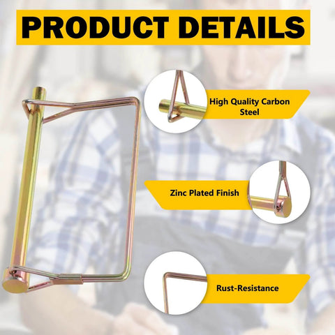 10 Pcs Gold 4 Inch Long Trailer Hitch Pins One Quarter Inch Diameter Heavy Duty Stainless Steel With Zinc Plated Finish
