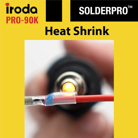Close-up of SolderPro 90K Professional Butane Soldering Iron Kit with heat shrink application