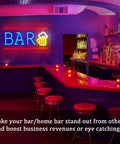 Neon Bar Sign Beer LED Light For Wall Decor USB Powered Acrylic Bar Sign With Blue And Yellow Beer Light Vibe in a bar setting