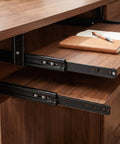 Rock Solid Heavy Duty Steel Under Desk Keyboard Tray Slide Rails showing adjustable height rails on a desk with wood finish.